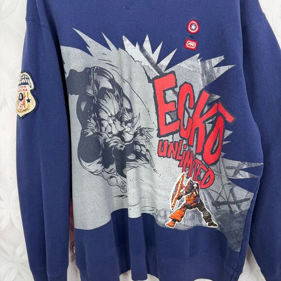Vintage Ecko Unltd Marvel 2001 Comics Captain America Graphic Sweatshirt Size XL - Picture 5 of 15